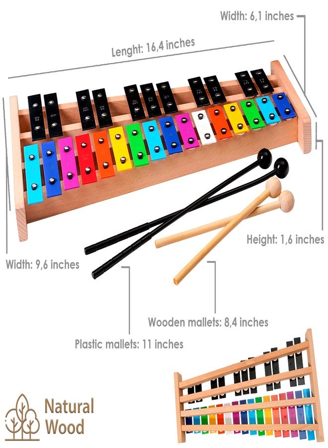 MINIARTIS Glockenspiel Xylophone | Full Size Glockenspiel Xylophone 27 Note Colorful Metal Keys for Adults & Kids | Percussion Musical Instrument Includes 2 Wooden Beaters, Songbook and Carry Case - Image 4